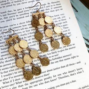 3 /35 BUNDLE TASSEL GOLD COIN EARRINGS